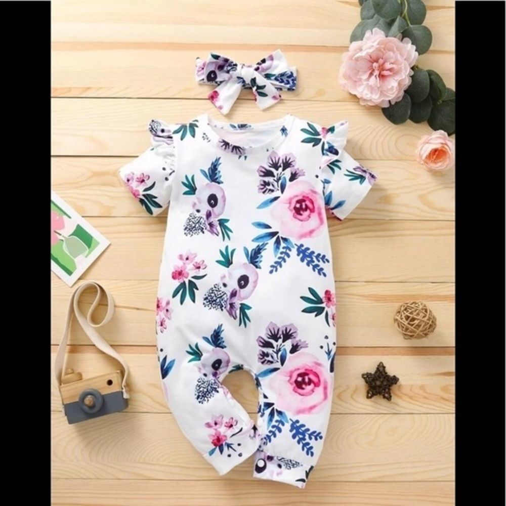 Boutique - floral jumpsuit with matching headband